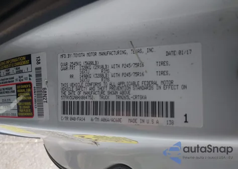 2017 Toyota Tacoma Sr z USA, uszkodzony, nr VIN 5TFRX5GN8HX084752